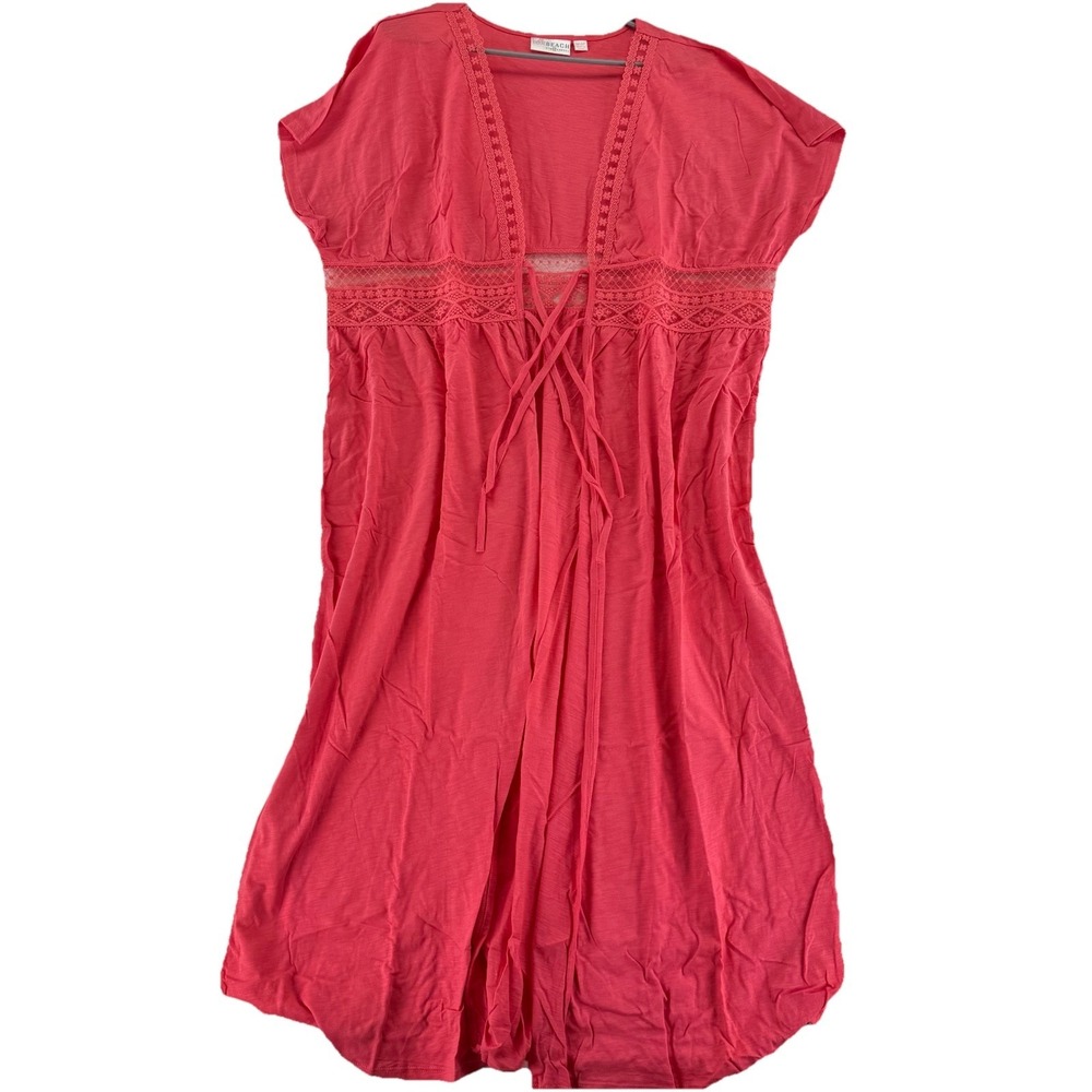 Belle Beach by Kim Gravel Petite Slub Knit Cover Up‎ M/L Petite Coral Pink